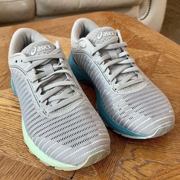 Asics Dyna Flyte 2 Gray Blue Running Shoes Womens 6.5 Athletic Sneaker - T7D5N - Picture 4 of 13